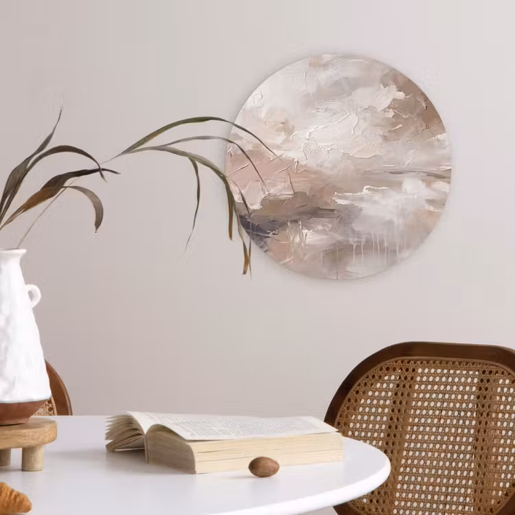Glasbild Rund - Zusammenfassung – Textur – Kunst – Modern – Beige - Abstract - Textuur - Kunst - Modern - Beige Wandcirkel plexiglas klein