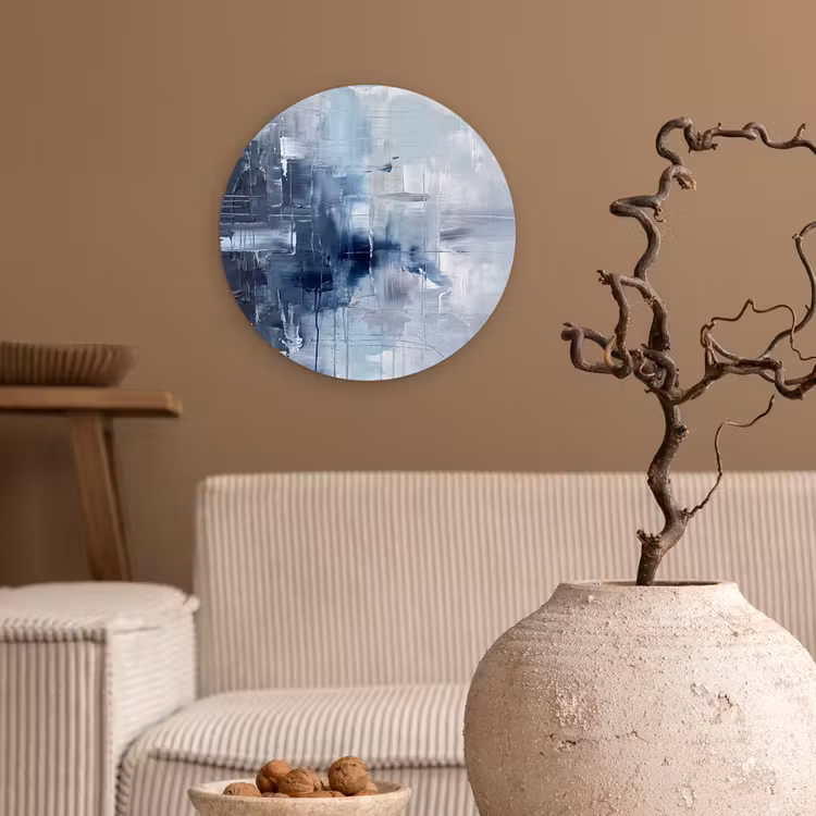 Glasbild Rund - Zusammenfassung – Textur – Kunst – Modern – Blau - Abstract - Textuur - Kunst - Modern - Blauw Wandcirkel plexiglas klein