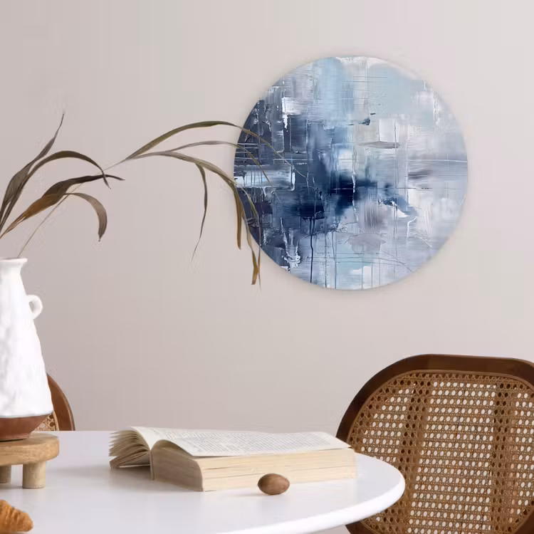 Glasbild Rund - Zusammenfassung – Textur – Kunst – Modern – Blau - Abstract - Textuur - Kunst - Modern - Blauw Wandcirkel plexiglas klein