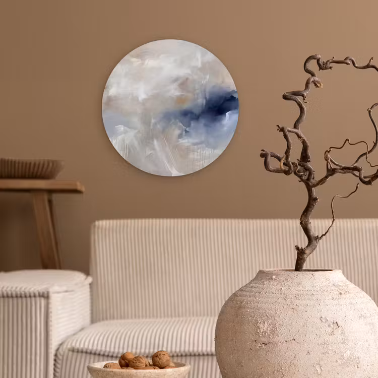 Glasbild Rund - Zusammenfassung – Wolken – Atmosphäre – Modern – Beige - Abstract - Wolken - Sfeer - Modern - Beige Wandcirkel plexiglas klein