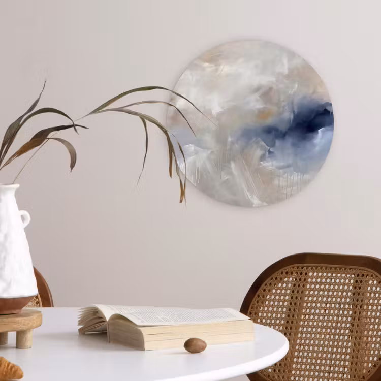 Glasbild Rund - Zusammenfassung – Wolken – Atmosphäre – Modern – Beige - Abstract - Wolken - Sfeer - Modern - Beige Wandcirkel plexiglas klein