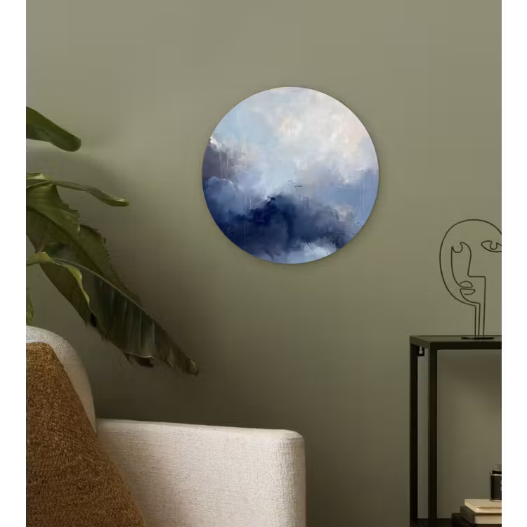 Glasbild Rund - Zusammenfassung – Wolken – Modern – Blau – Kunst - Abstract - Wolken - Modern - Blauw - Kunst Wandcirkel plexiglas klein