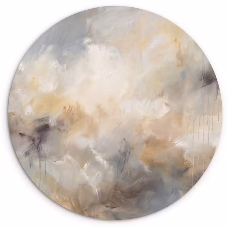 Glasbild Rund - Zusammenfassung – Wolken – Stimmungsvoll – Beige – Grau — 1