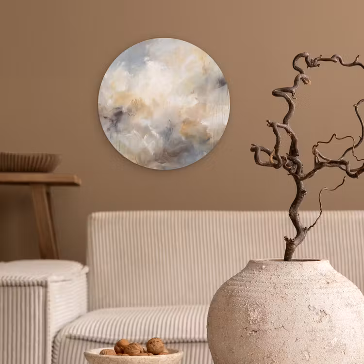 Glasbild Rund - Zusammenfassung – Wolken – Stimmungsvoll – Beige – Grau — 2