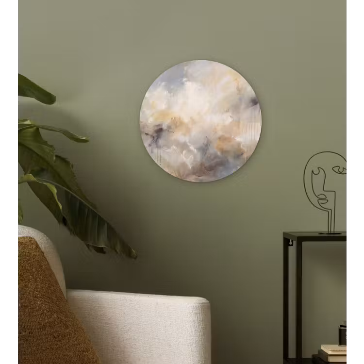 Glasbild Rund - Zusammenfassung – Wolken – Stimmungsvoll – Beige – Grau — 3