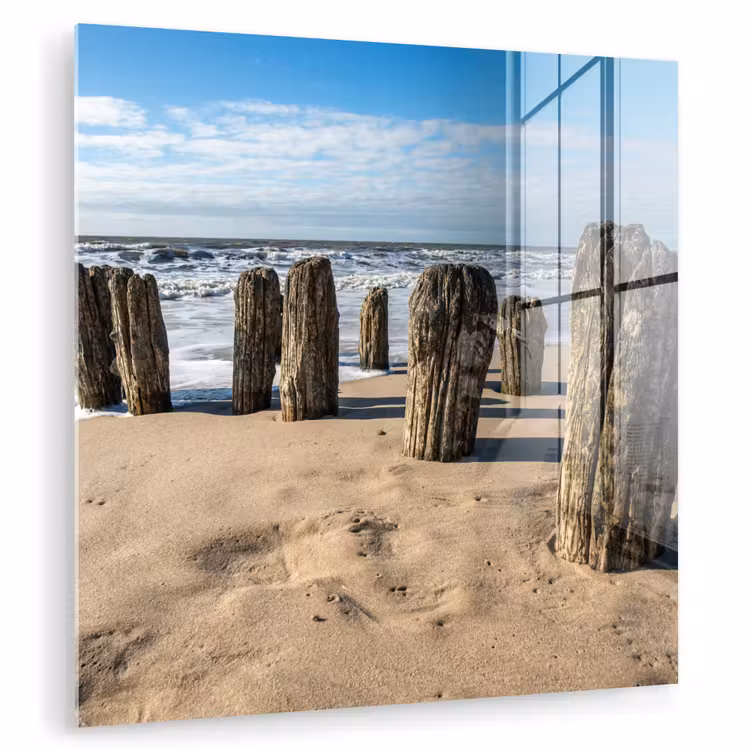 Zand - Strand - Paal - Water - Zomer plexiglas 5mm klein -zzzproduct_nieuw
