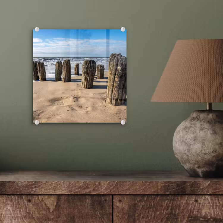Zand - Strand - Paal - Water - Zomer plexiglas 5mm klein -sfeer3