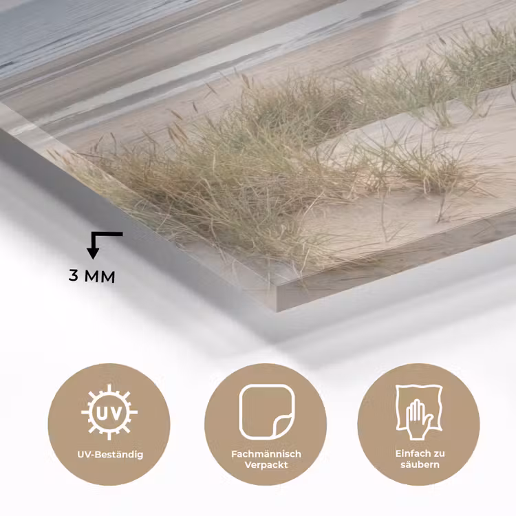 Zandstrand - Bewolkt - Duinen plexiglas 5mm klein -wsfeer2_DE