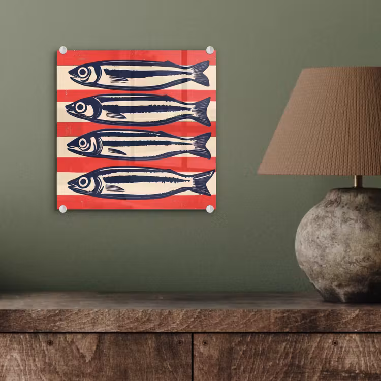 Sardines - Rood en beige strepen plexiglas 5mm klein -sfeer3