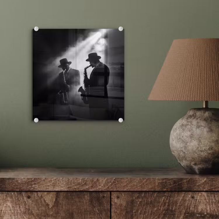Saxofonisten - Hoeden - Rook - Licht plexiglas 5mm klein -sfeer3