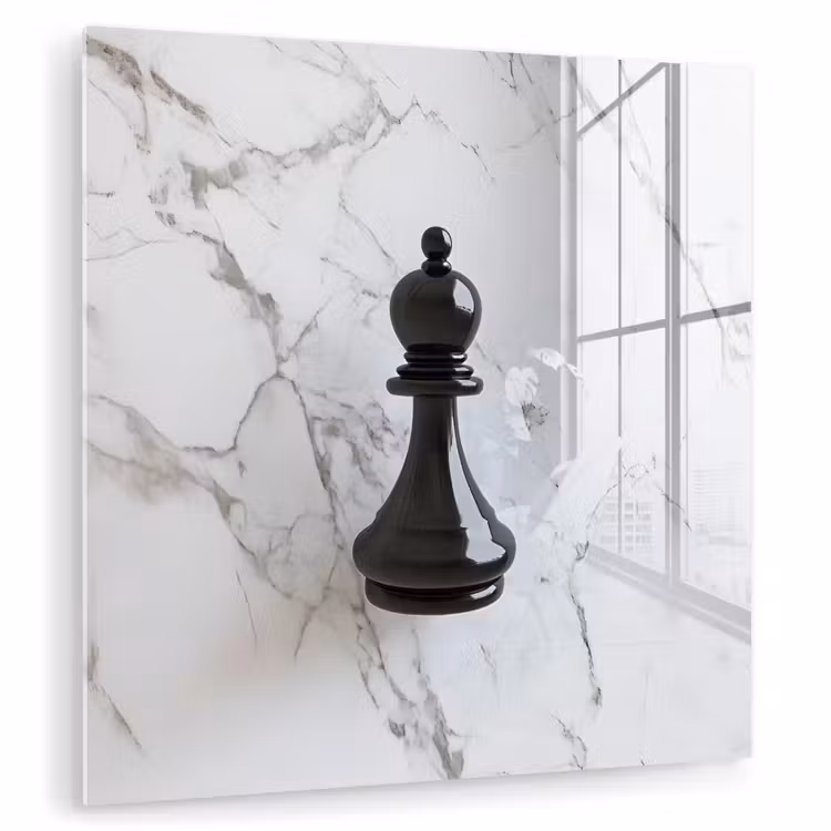 Schaakstuk - Loper - Zwart - Marmer plexiglas 5mm klein -zzzproduct_nieuw