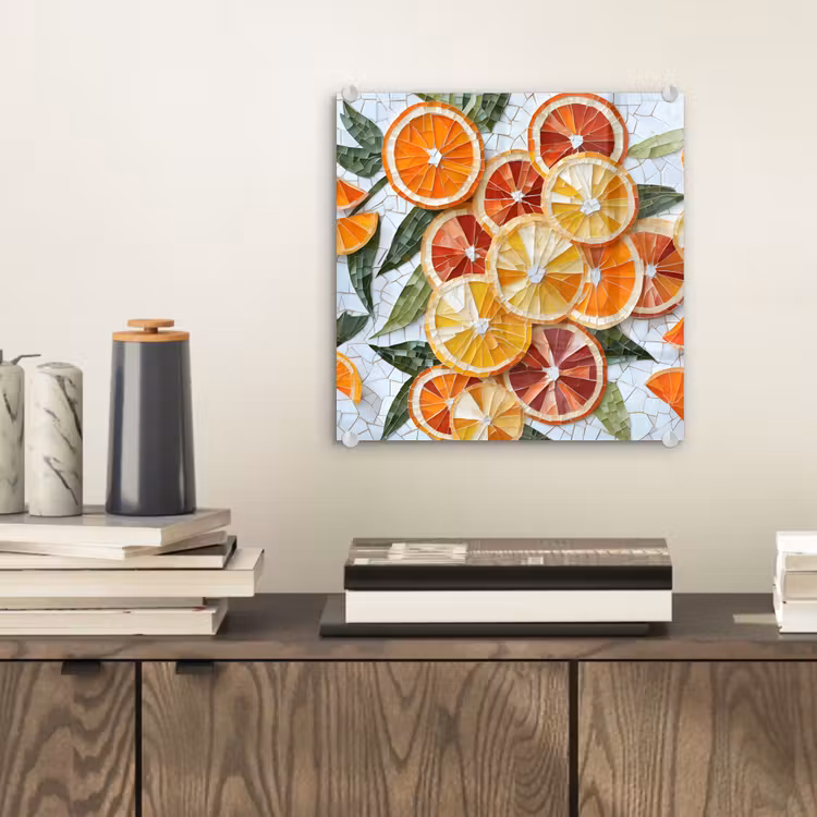 Schijfjes - Fruit - Oranje - Mozaïek plexiglas 5mm klein -sfeer1