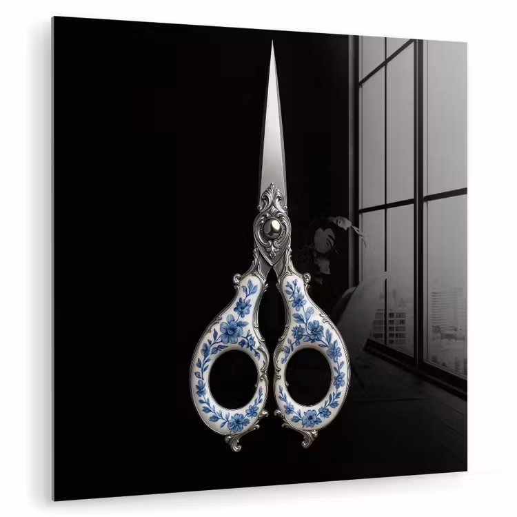 Schaar - Delfts blauw - Zwart plexiglas 5mm klein -zzzproduct_nieuw