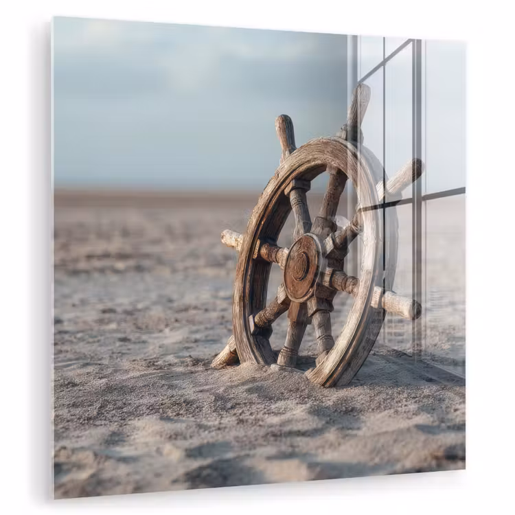 Scheepsstuur - Hout - Bruin - Zand plexiglas 5mm klein -zzzproduct_nieuw