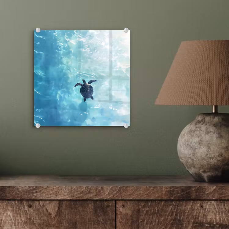 Schildpad - Zee - Blauw - Schittering plexiglas 5mm klein -sfeer3