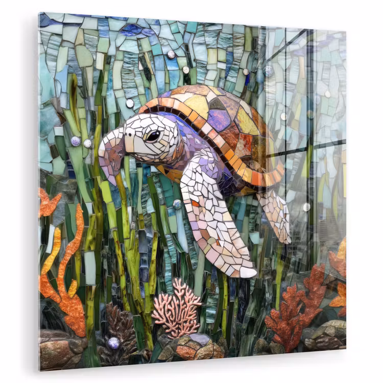 Schildpad - Zeewier - Mozaïek plexiglas 5mm klein -zzzproduct_nieuw