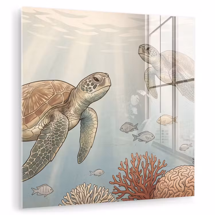 Schildpad - Onderwater - Natuur - Illustratie plexiglas 5mm klein -zzzproduct_nieuw
