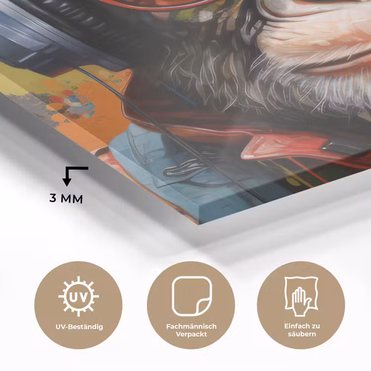 Chimpansee - Aap - dieren - Graffiti - Bril - Koptelefoon - Kleuren plexiglas 5mm klein -wsfeer2_DE