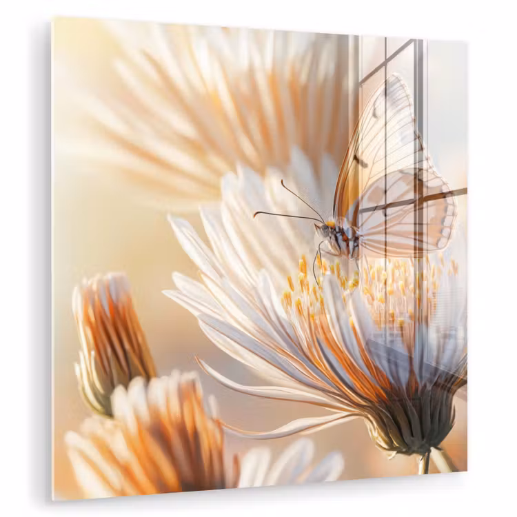 Vlinder - Bloem - Oranje plexiglas 5mm klein -zzzproduct_nieuw