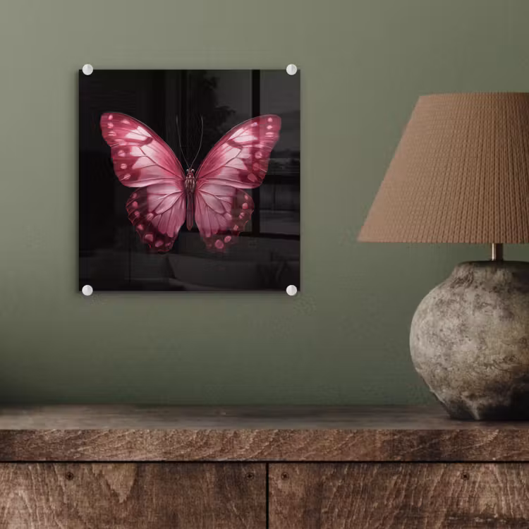 Vlinder - Fuchsia - Grafisch plexiglas 5mm klein -sfeer3