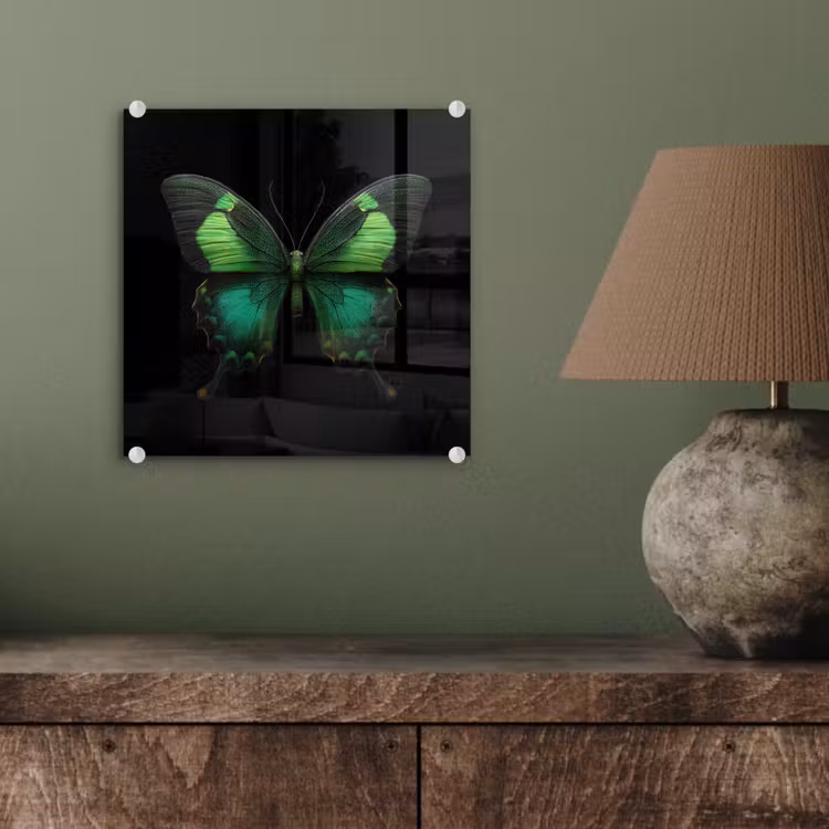 Vlinder - Groen - Opvallend plexiglas 5mm klein -sfeer3