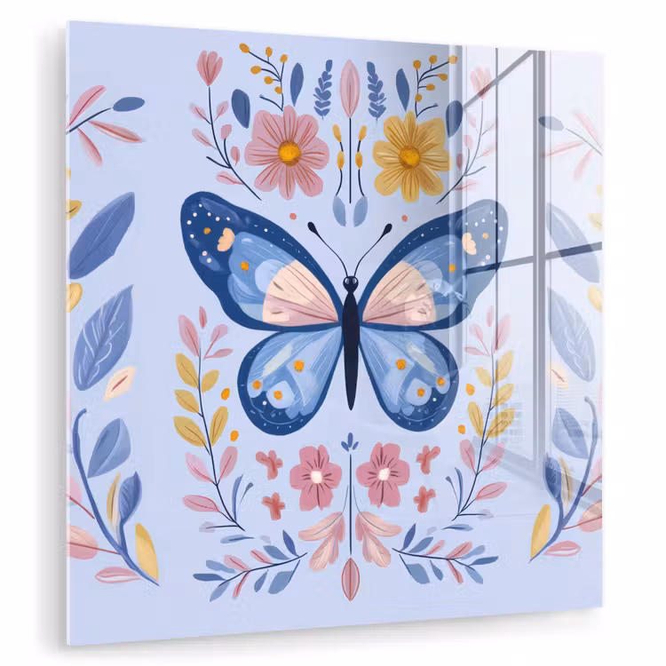 Vlinder - Lichtblauw - Sierlijk - Bloemen plexiglas 5mm klein -zzzproduct_nieuw