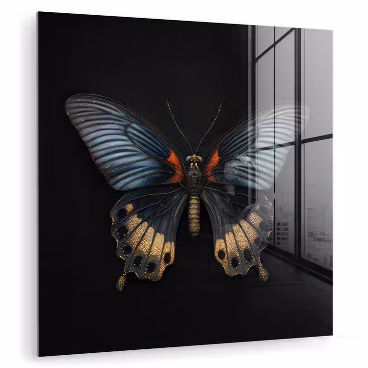 Vlinder - Metaalachtig - Geometrisch patroon plexiglas 5mm klein -zzzproduct_nieuw