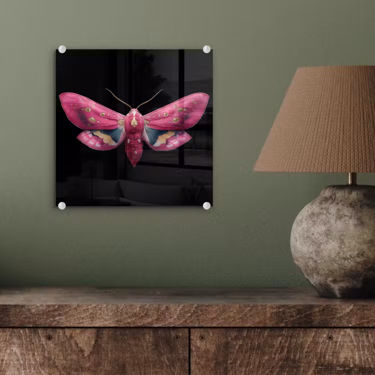 Vlinder - Roze - Nachtvlinder plexiglas 5mm klein -sfeer3