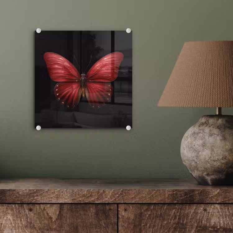 Vlinder - Rood - Minimalistisch plexiglas 5mm klein -sfeer3