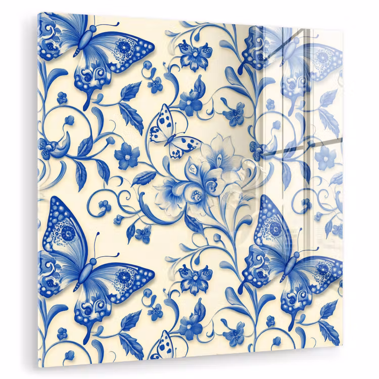 Vlinders - Bloemen - Blauw - Botanisch plexiglas 5mm klein 11 -zzzproduct_nieuw