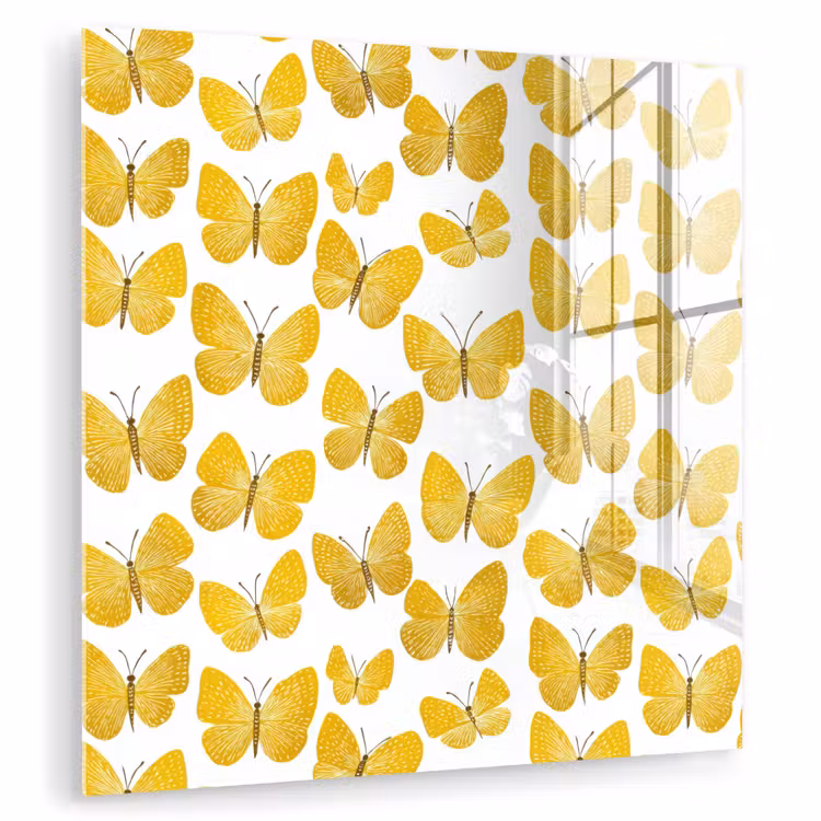 Vlinders - Botanisch - Illustratie - Geel - Wit plexiglas 5mm klein 11 -zzzproduct_nieuw