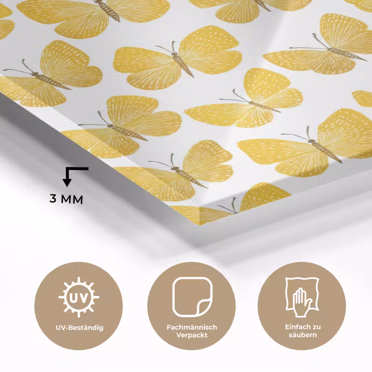 Vlinders - Botanisch - Illustratie - Geel - Wit plexiglas 5mm klein 11 -wsfeer2_DE