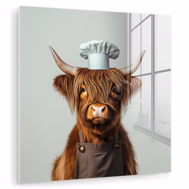 Schotse Hooglander - Bruin - Hoorns - Kokskleding plexiglas 5mm klein -zzzproduct_nieuw