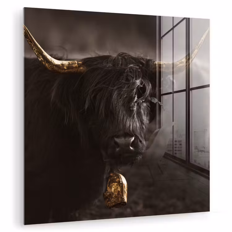 Schotse hooglander - Goud - Koebel - Hoorns - Dieren plexiglas 5mm klein -zzzproduct_nieuw