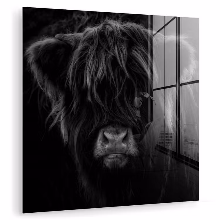 Schotse hooglander - Koe - Zwart - Wit - Dieren plexiglas 5mm klein -zzzproduct_nieuw