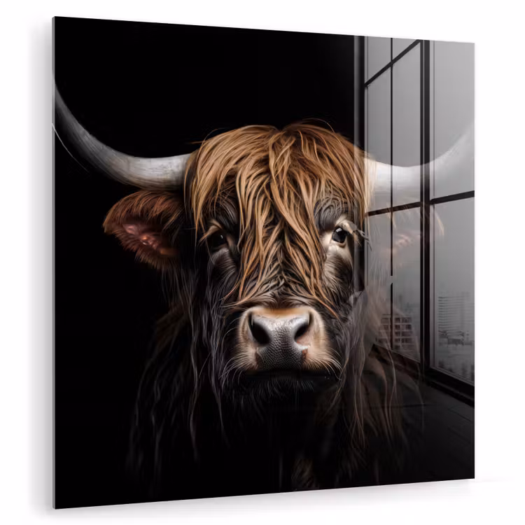 Schotse hooglander - Portret - Zwart - Dier plexiglas 5mm klein -zzzproduct_nieuw