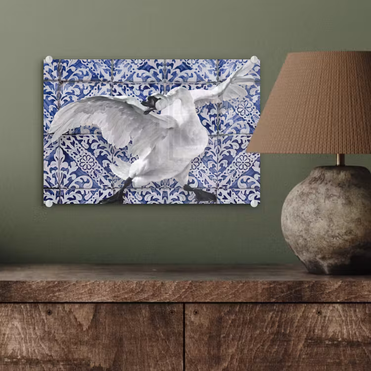 Zwaan - Kunst - Delfts blauw - Schilderij - Oude meesters plexiglas 5mm klein -sfeer3