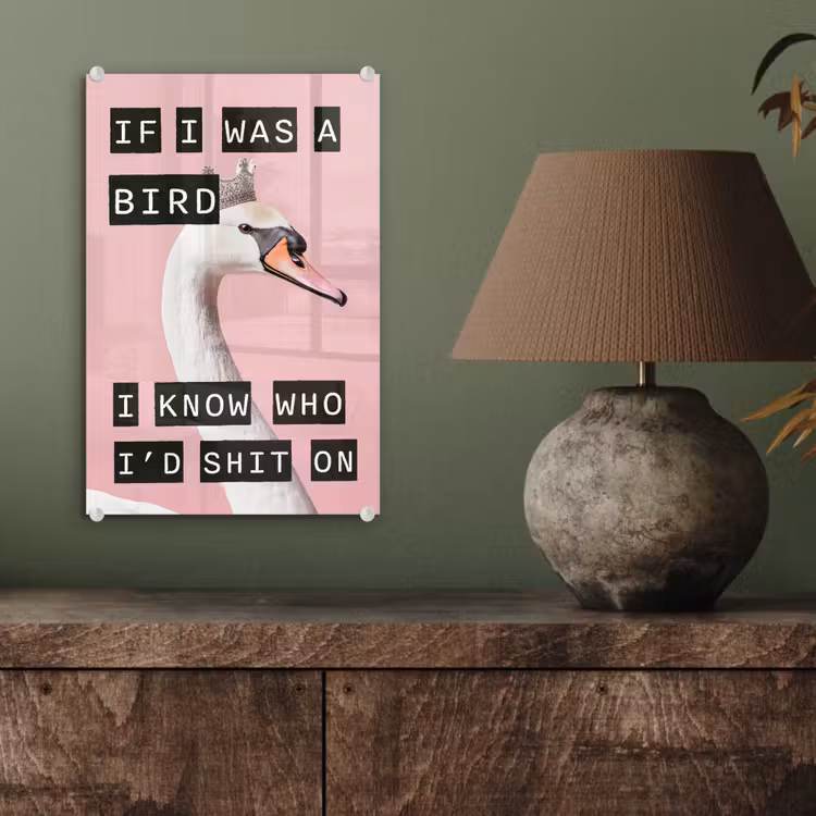 Zwaan - Vogel - Decoratie - Roze plexiglas 5mm klein -sfeer3