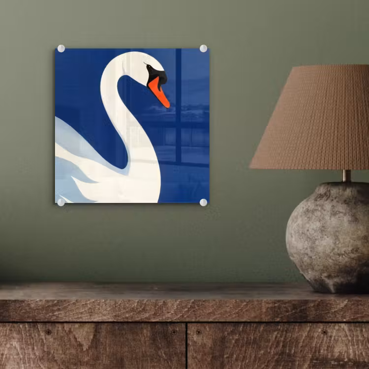 Zwaan - Wit - Snavel - Illustratie plexiglas 5mm klein -sfeer3