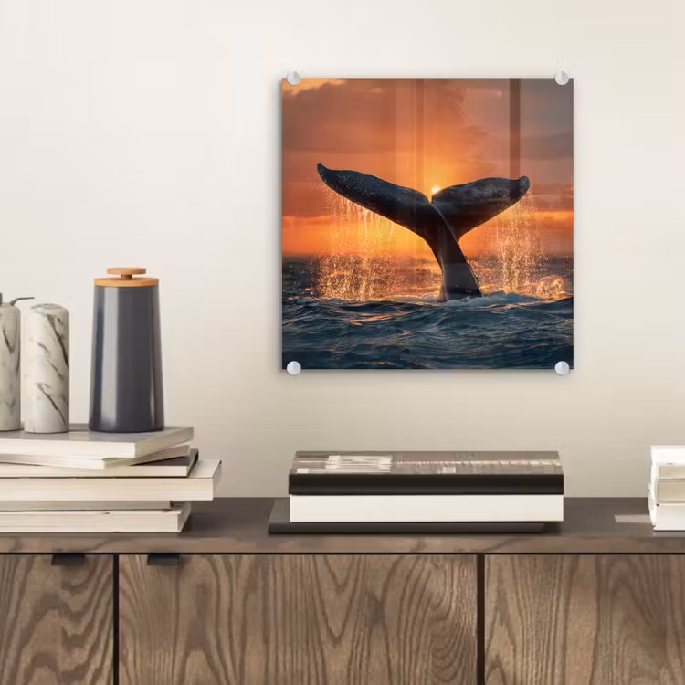 Walvis staart - Water - Zonsondergang plexiglas 5mm klein -sfeer1