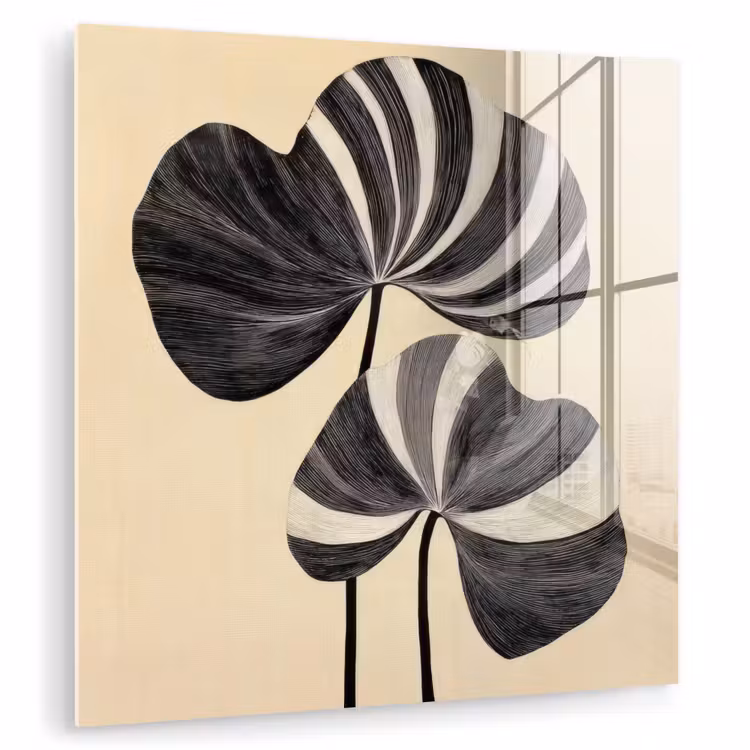 Zwart - Bladeren - Strepen - Minimalistisch plexiglas 5mm klein -zzzproduct_nieuw