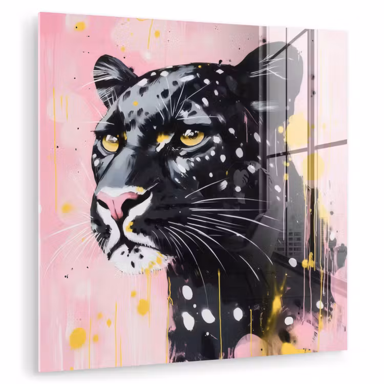 Zwart - Panter - Roze - Abstract plexiglas 5mm klein -zzzproduct_nieuw