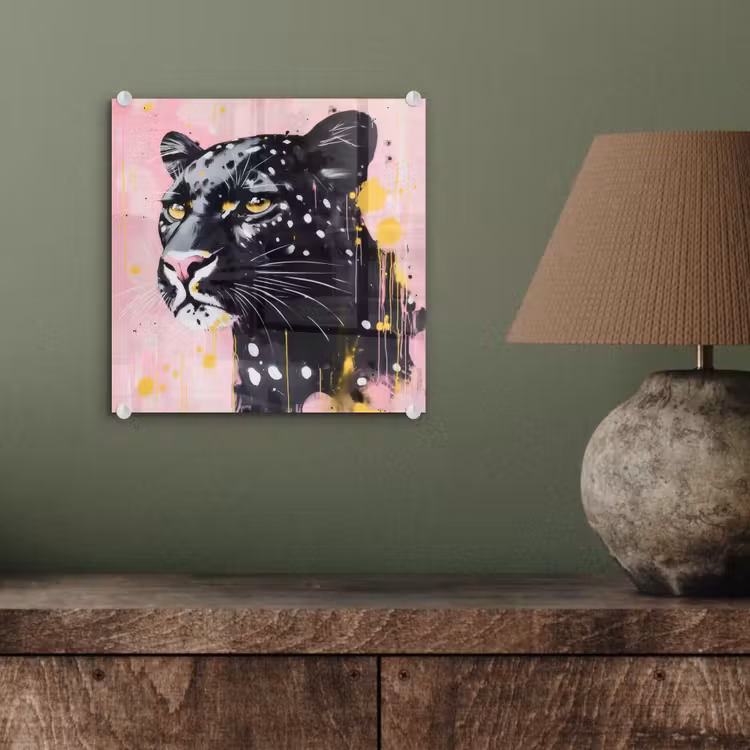 Zwart - Panter - Roze - Abstract plexiglas 5mm klein -sfeer3