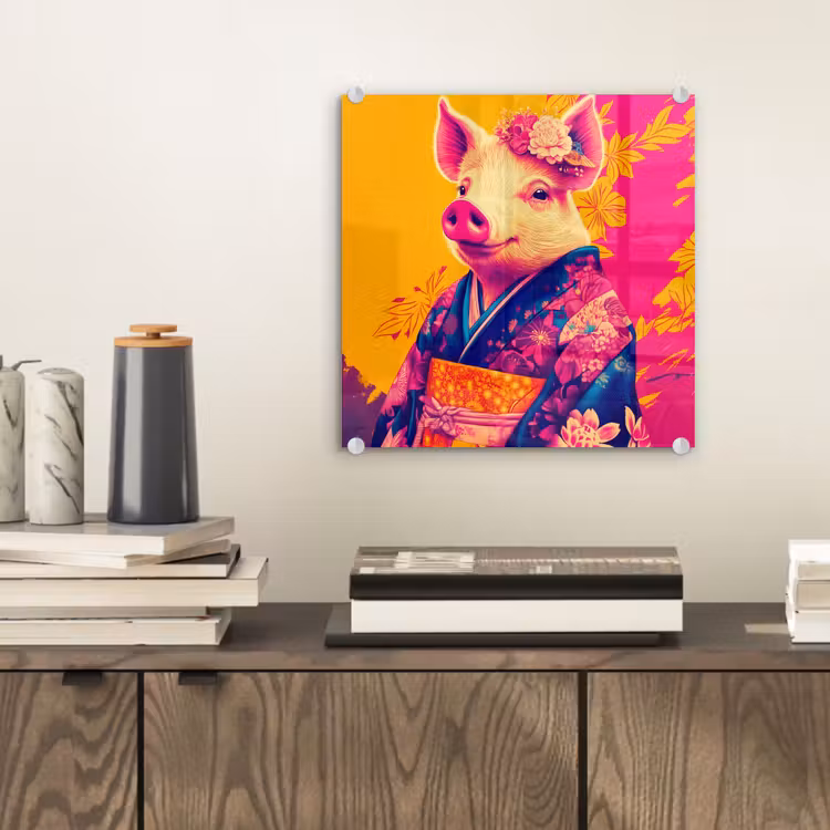 Varken - Bloemkroon - Kimono - Abstract plexiglas 5mm klein -sfeer1