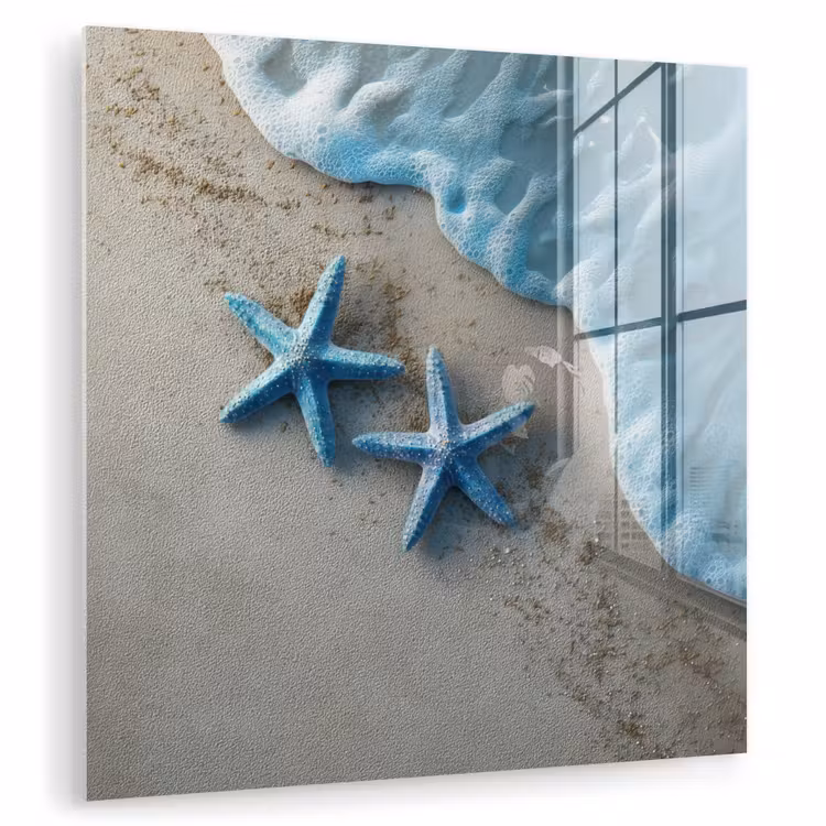 Zeesterren - Zand - Zee - Blauw plexiglas 5mm klein -zzzproduct_nieuw