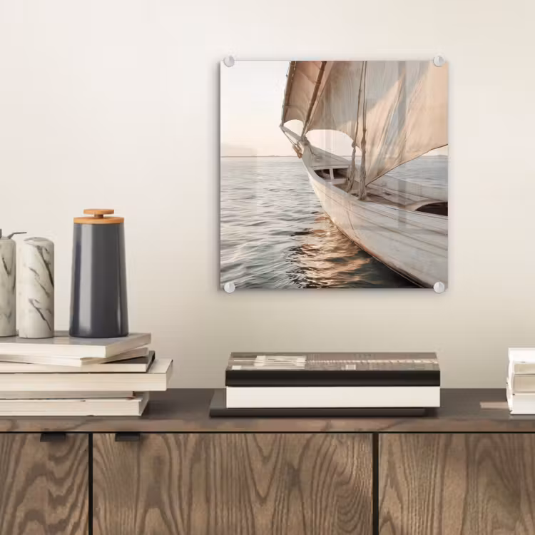Zeilboot - Zee - Beige - Zon plexiglas 5mm klein -sfeer1