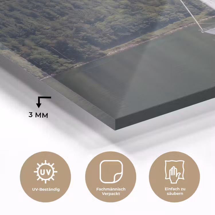 Glasbild - Segelboot – Wasser – Berge – Natur – Grün - Zeilboot - Water - Bergen - Natuur - Groen plexiglas 5mm klein
