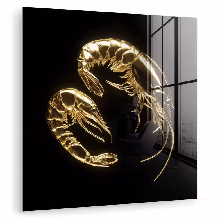 Garnalen - Zwart - Goud - Dieren plexiglas 5mm klein -zzzproduct_nieuw