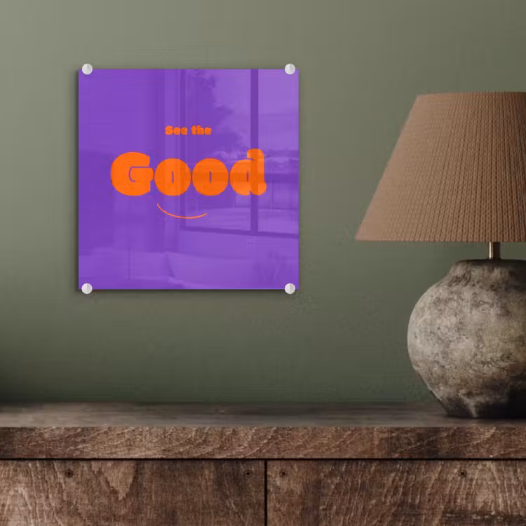 See the good - Oranje - Paars - Smiley plexiglas 5mm klein -sfeer3