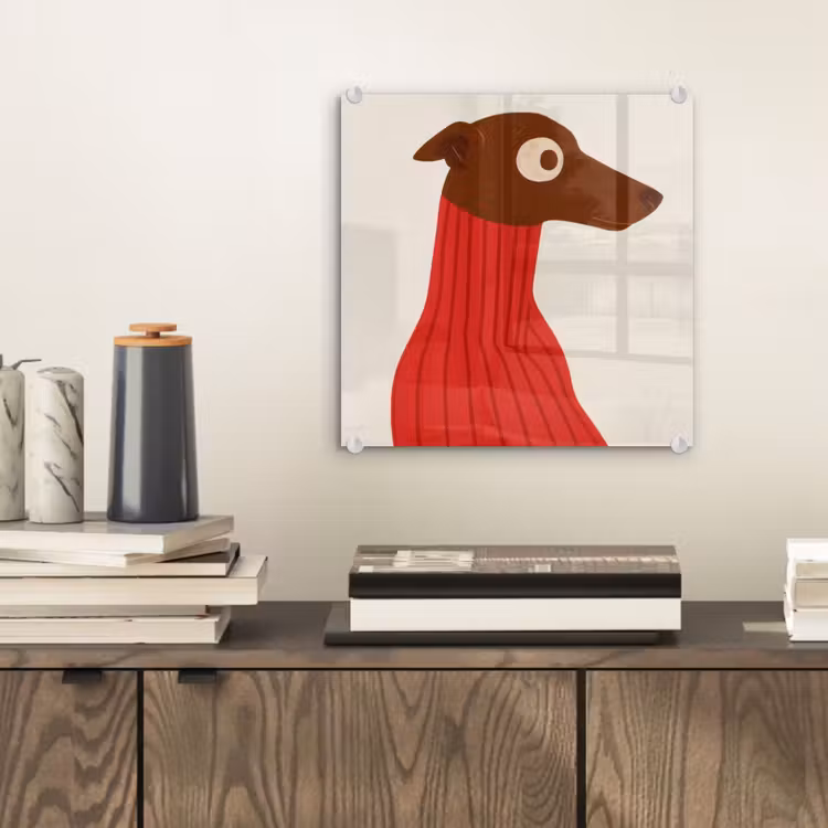 Silhouet - Hond - Trui - Rood plexiglas 5mm klein -sfeer1